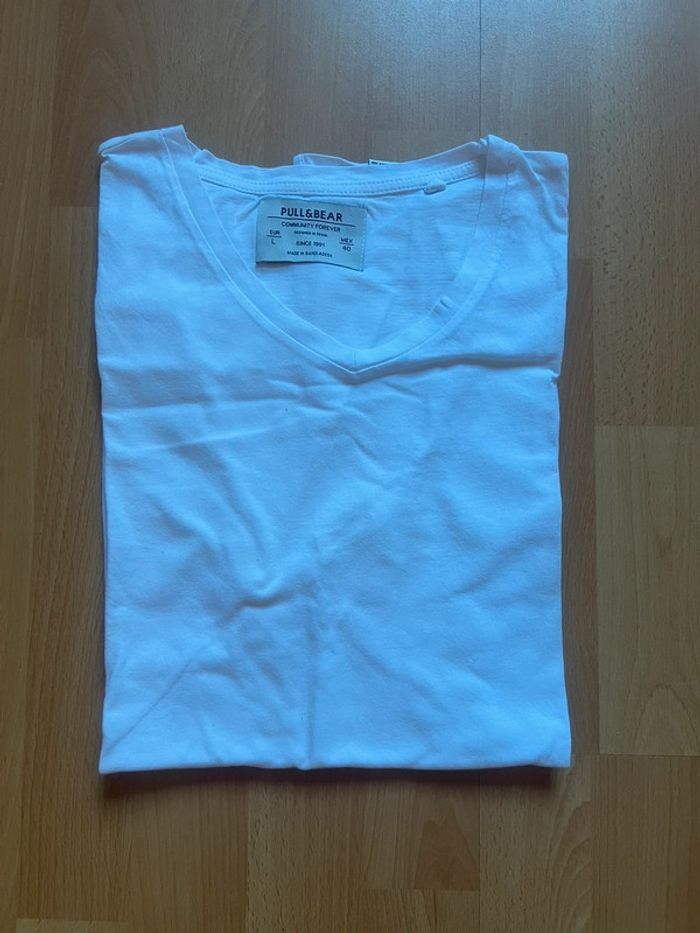 Tee-shirt homme blanc Pull & Bear taille L