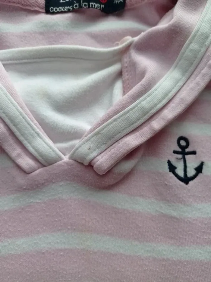 Sweat marinière rose et blanc Les petits coeurs à la mer 4 ans - photo numéro 2