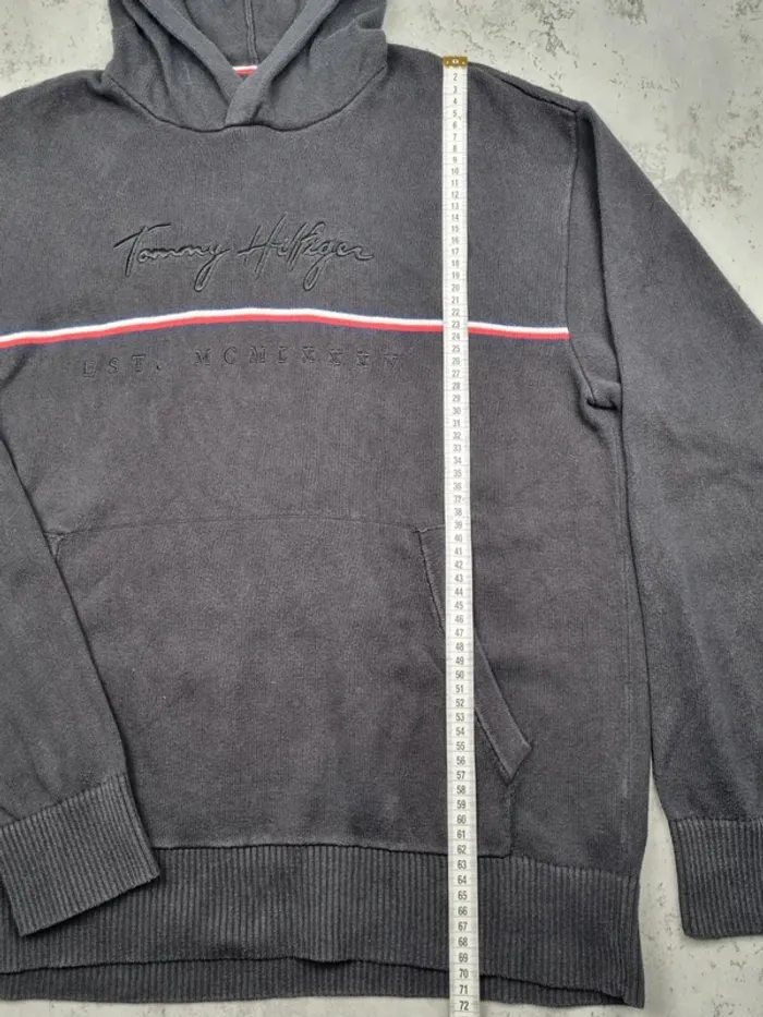 Sweat à capuche Tommy Hilfiger noir – Taille L Homme (mesures en photos) - photo numéro 5