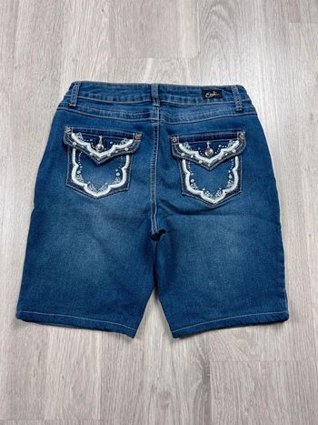 Short en jean vintage Femme Bleu motifs bijoux – Taille M