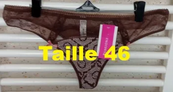 Tanga / Culotte en dentelle marron avec motif blanc Passionata Taille 46 (FR)