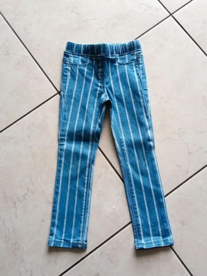 Tregging pantalon jean rayé bleu tape à l'oeil 4 ans