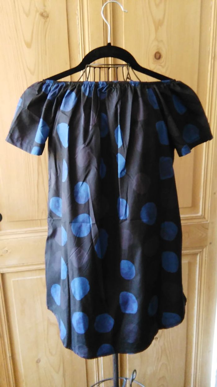 Blouse noir à pois bleu - photo numéro 2