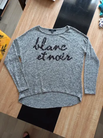 Pull femme noir et gris XL