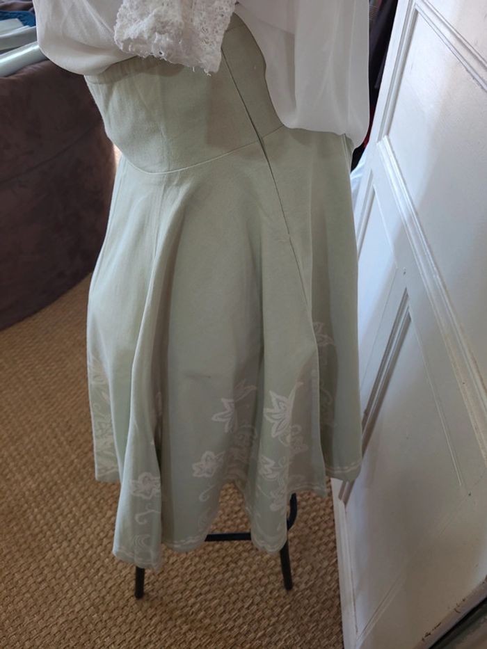 Jupe longue trapèze, vert anis, taille 38 - photo numéro 4