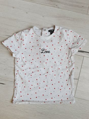 Vêtement bébé fille tee-shirt blanc manches courtes Kiabi Love à cœurs rouges 18 mois