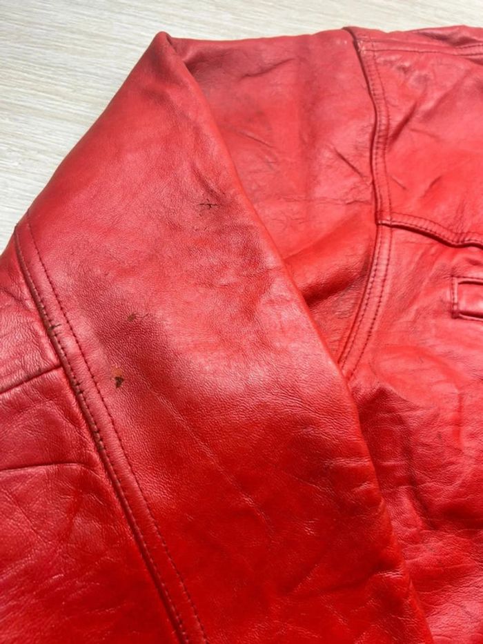 Blouson Vintage Cuir Rouge FJ560 Urban Assault Squad Taille 2X – Drapeau USA - photo numéro 11