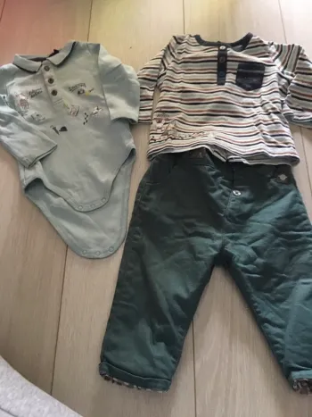 Ensemble pantalon + t-shirt manches longues + body sergent major 9 mois