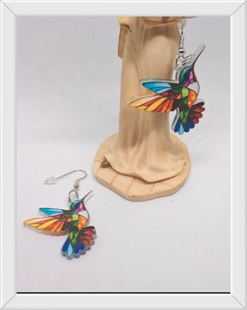 Boucles d'oreilles pendantes colibri
