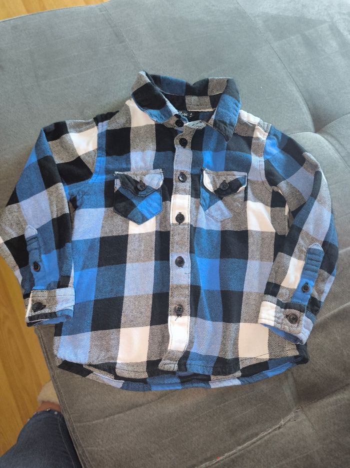 Chemise à carreaux bleu - photo numéro 2