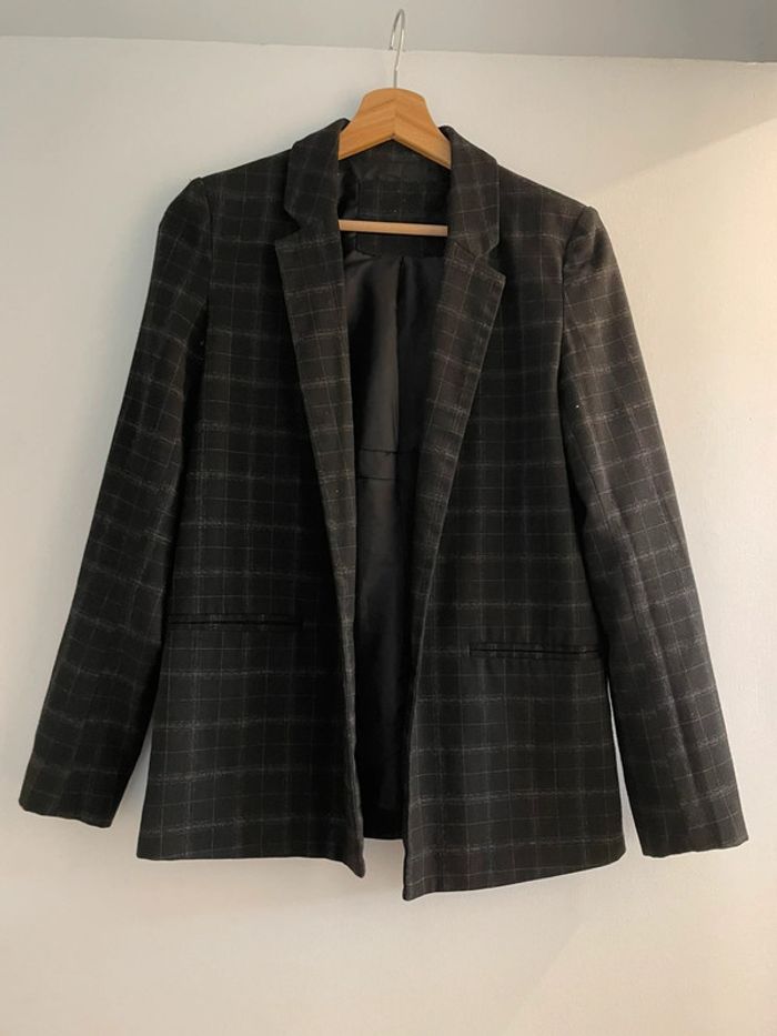 Blazer noir à carreaux