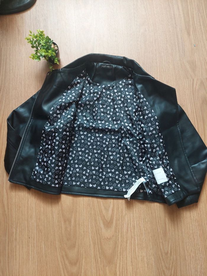Veste simili cuir noire fille In Extenso 12 ans TBE - photo numéro 2