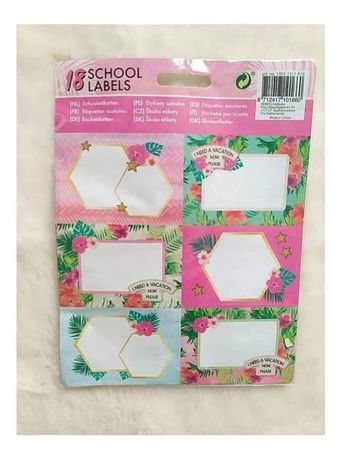 Lot de 12 stickers étiquettes scolaires fleurs tropicales