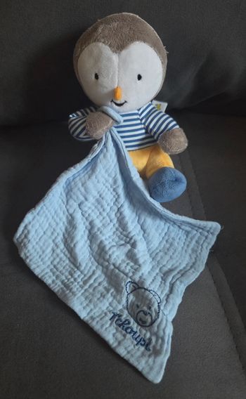 Doudou peluche T'choupi avec mouchoir lange bleu - T'choupi 