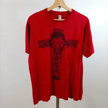 T-shirt rouge oversize Addict BBA Japan vintage style rock L 100% coton A1507