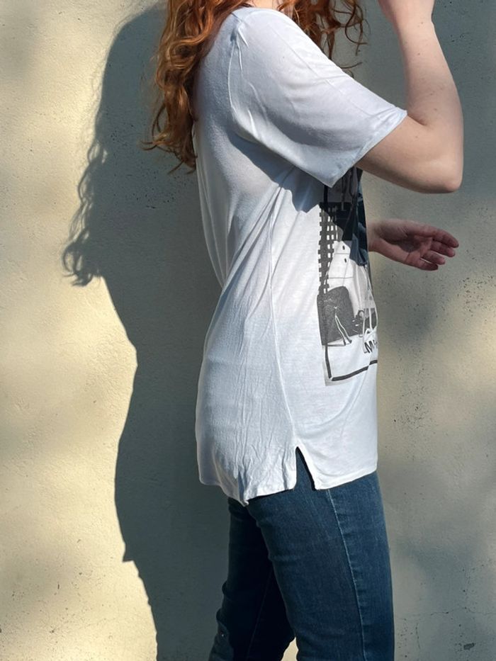 T-shirt long imprimé avec touches de strass - noir et blanc - photo numéro 4