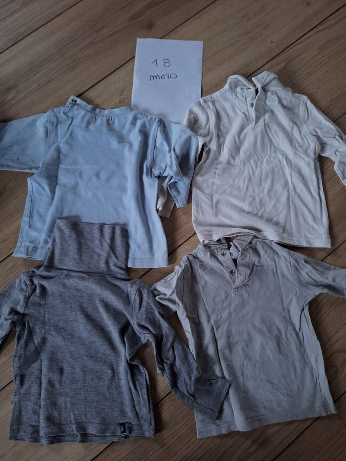 Lot Tee-shirts manches longues col roulé 18 mois garçon - photo numéro 4