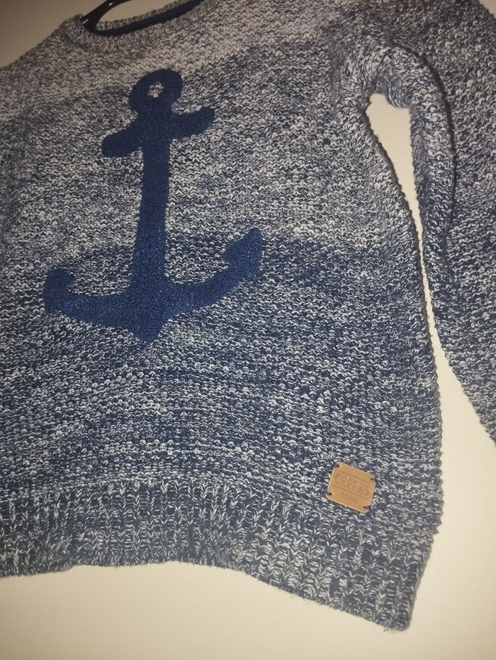 Pull creeks bleu chinée taille 24 mois - photo numéro 3