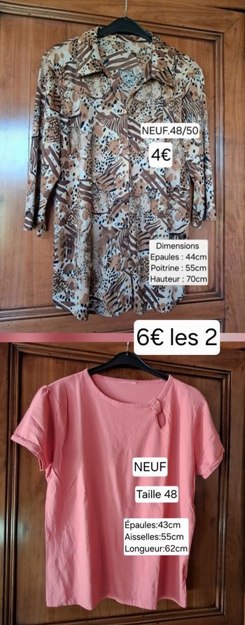 Chemisier et Tee-shirt NEUFS pour femme taille 48