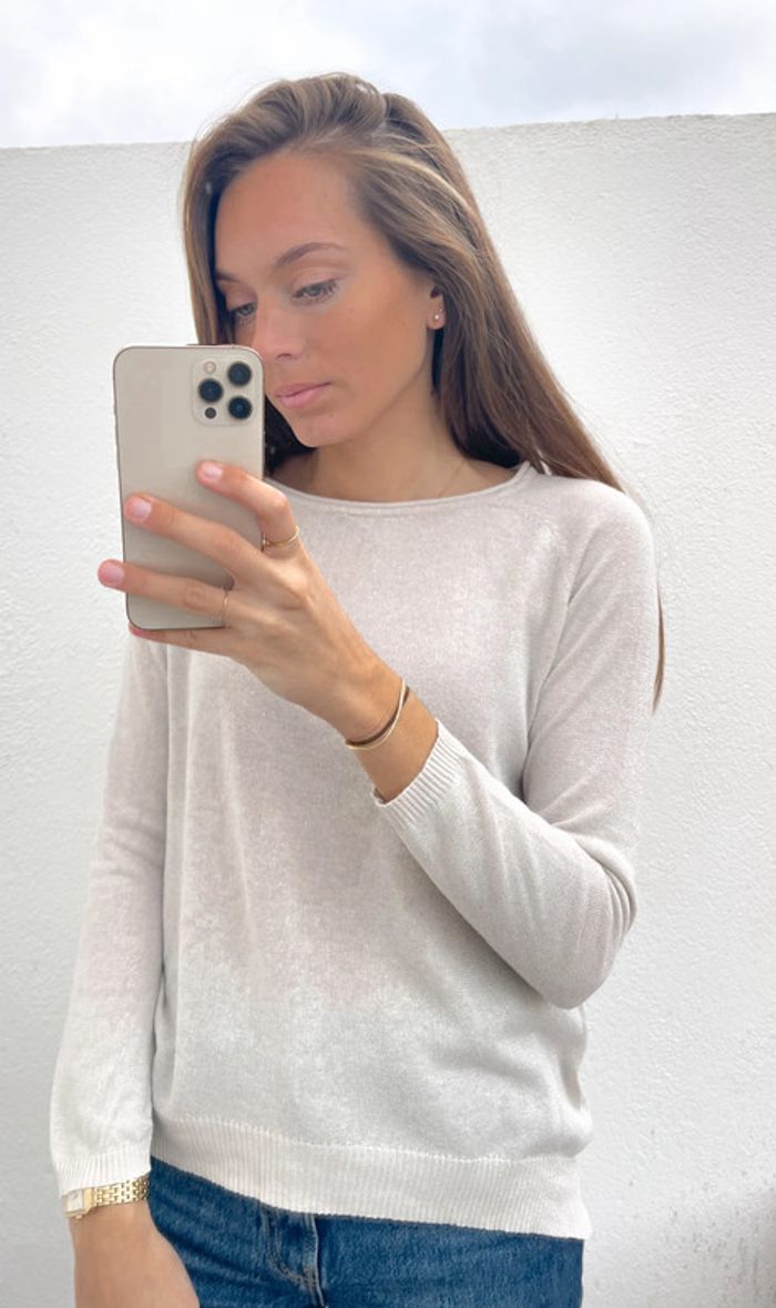 Pull beige pailleté - photo numéro 3