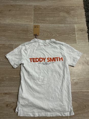 T-shirt Teddy Smith blanc logo orange recto-verso 7-8ans