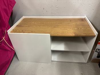 Meuble TV ou rangement blanc et bois – Très bon état