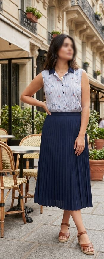 Blouse sans manches kiabi rayures et fleurs 