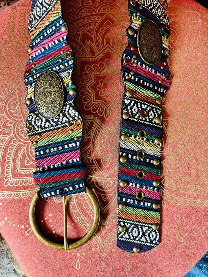 🌺🌿Ceinture ethnique folk hippie boho multicolore colorful woven belt Andean style🌿🌺 - photo numéro 5