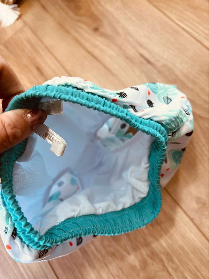 Taille 12 mois bermuda short maillot de bain garçon Orchestra blanc et turquoise * feuilles * 💙 - photo numéro 4