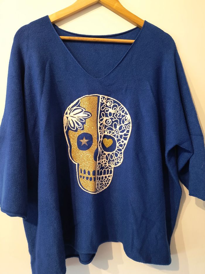 Pull femme manches 3/4 bleu ciel