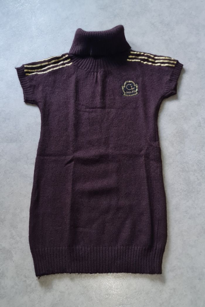 robe / tunique hiver marron doré laine fille 8 ans - photo numéro 9
