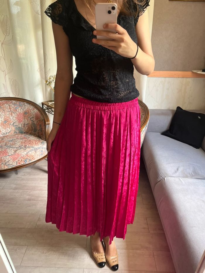 Jupe longue maxi skirt rose année 70 vintage - photo numéro 2