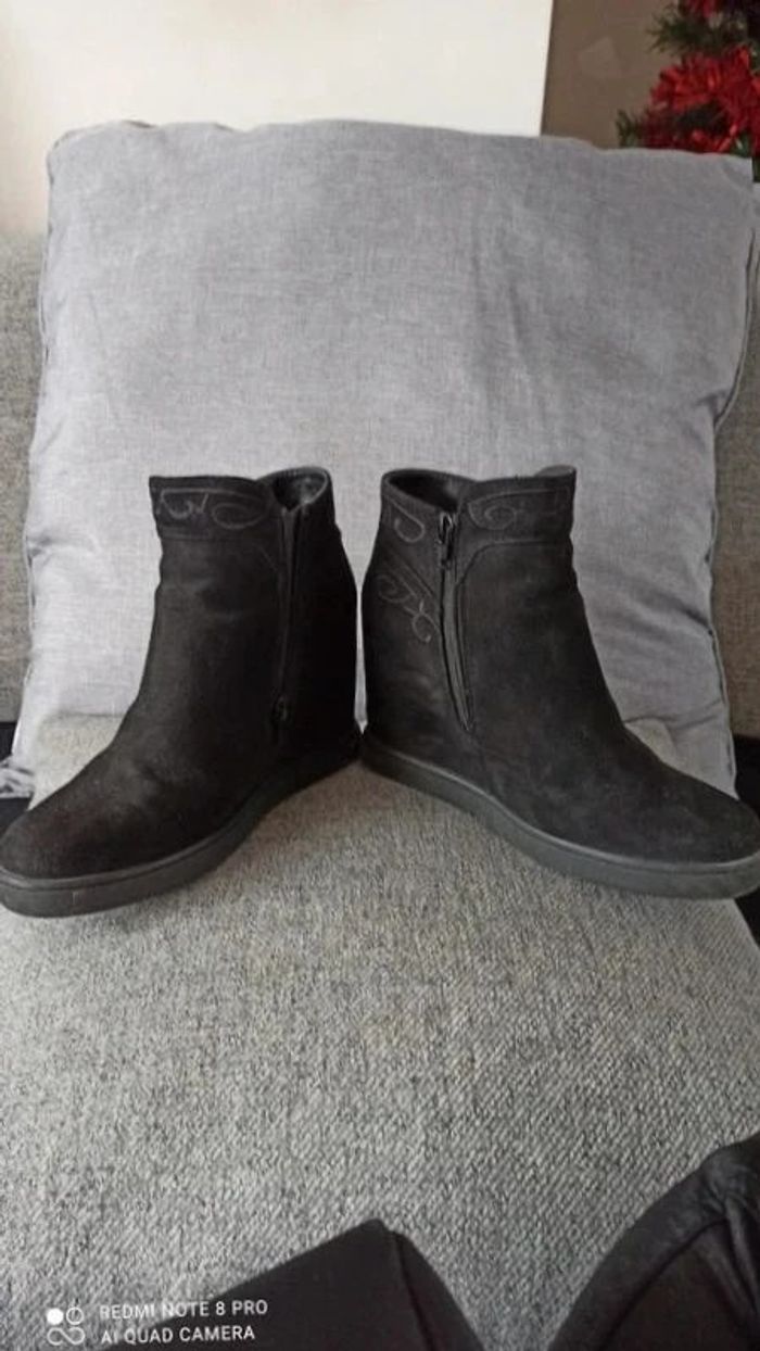 Bottines compensé taille 39 noire - photo numéro 5