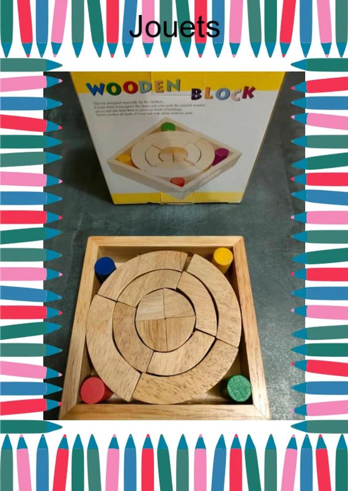 wooden block/ demi cercle