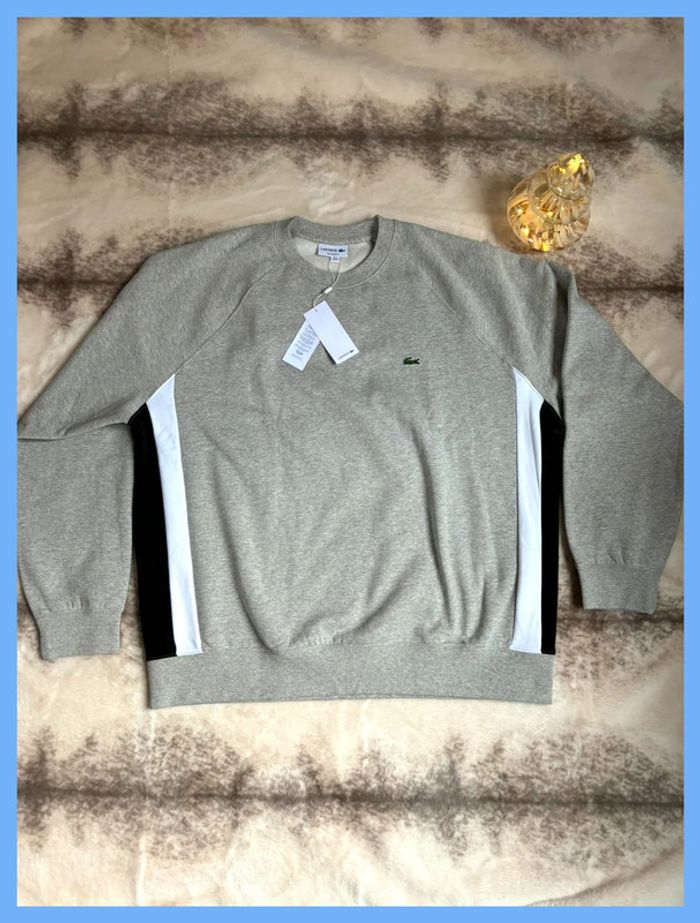 Sweatshirt - Pull Lacoste Gris Logo brodé Neuf 3XL