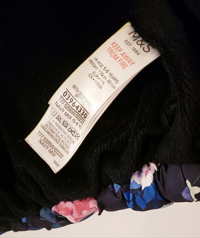 M&S UK Manteau d'hiver Bleu Marine à Motif Floral pour Fille 5-6 ans - photo numéro 3