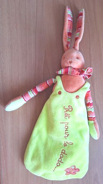 DOUDOU LAPIN ORANGE / GIGOTEUSE VERTE - DOUDOU ET COMPAGNIE