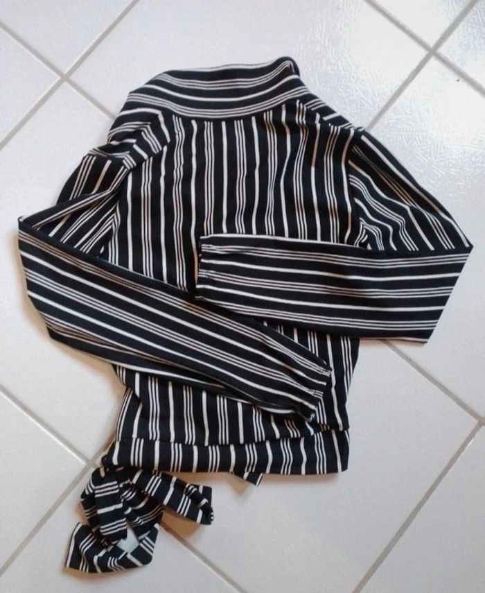 Blouse fille rayés noire et blanche Jennyfer - photo numéro 2