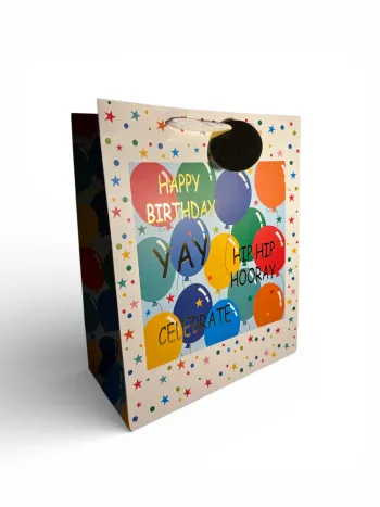 Sac cadeau motif ballon « Joyeux anniversaire » 27 x 33 x 14 cm Neuf 