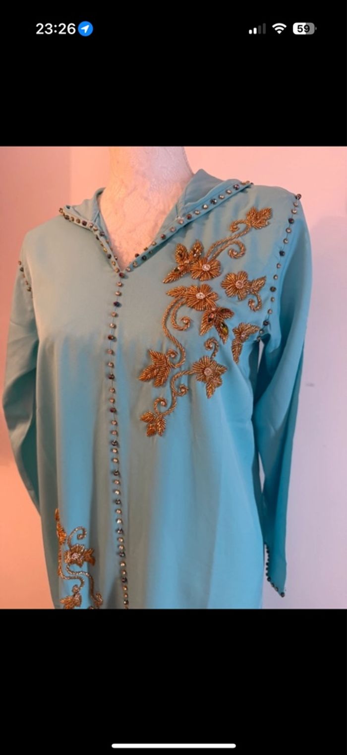 Jelaba / robe oriental bleu ciel neuf 36-38 - photo numéro 2