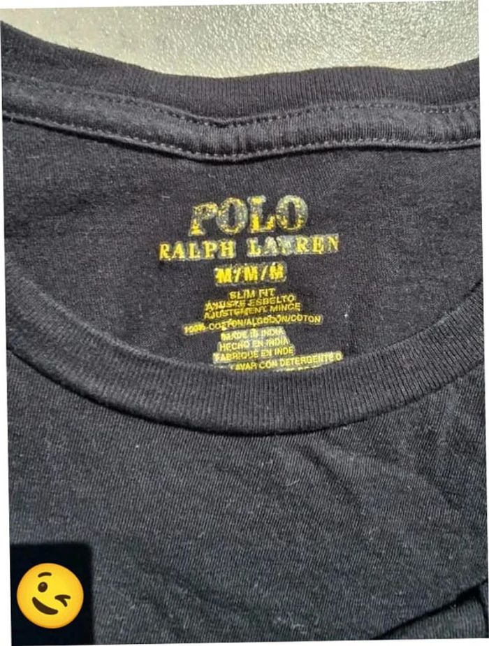 T-shirt Ralph Lauren M coupe col rond noir Homme Men tee57 - photo numéro 3