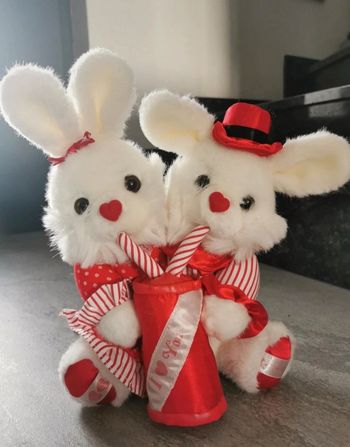 Peluche couple lapins I love you