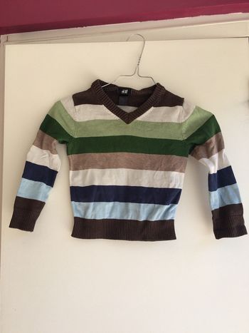 Pull rayé H&M marron vert et bleu Taille 4 ans