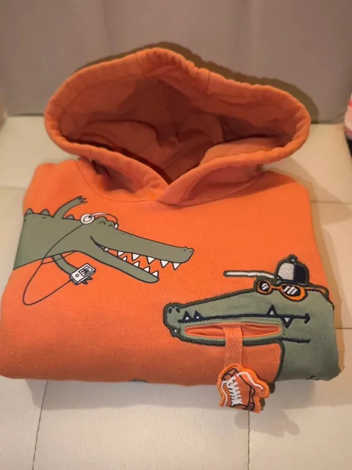 Sweat à capuche orange crocodile