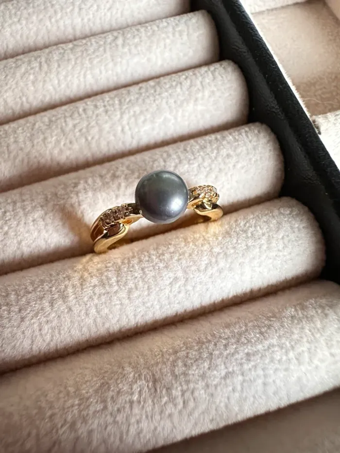 Bague en argent 925 et véritable perle noire fait main – Élégance intemporelle - photo numéro 3