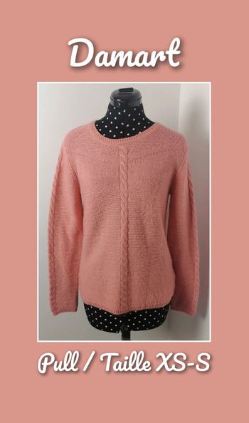 Pull en mailles laine alpaga acrylique rose Taille XS/S Damart