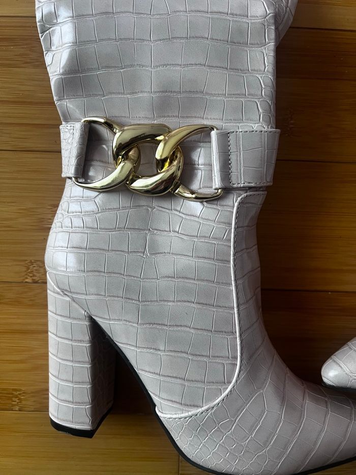 Bottes hautes Sergio Todzi – effet croco – rose poudré – NEUVES - photo numéro 2