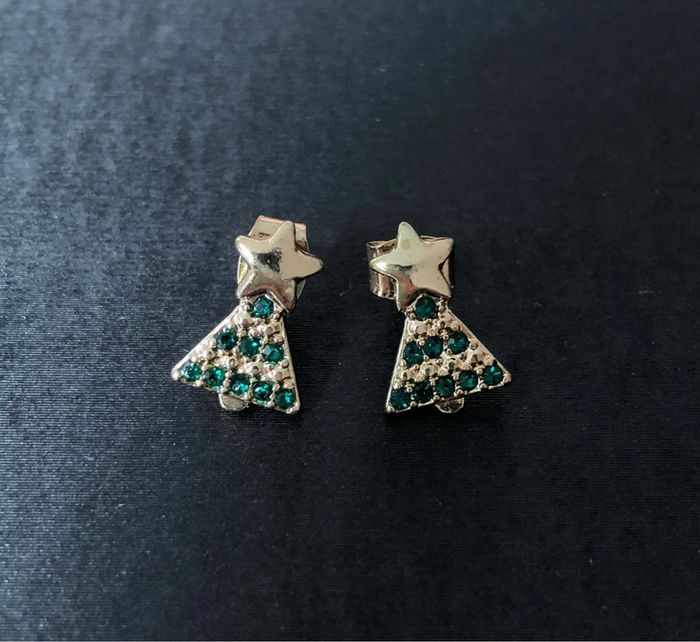 Boucles d’oreilles Sapin doré et vert 🎄