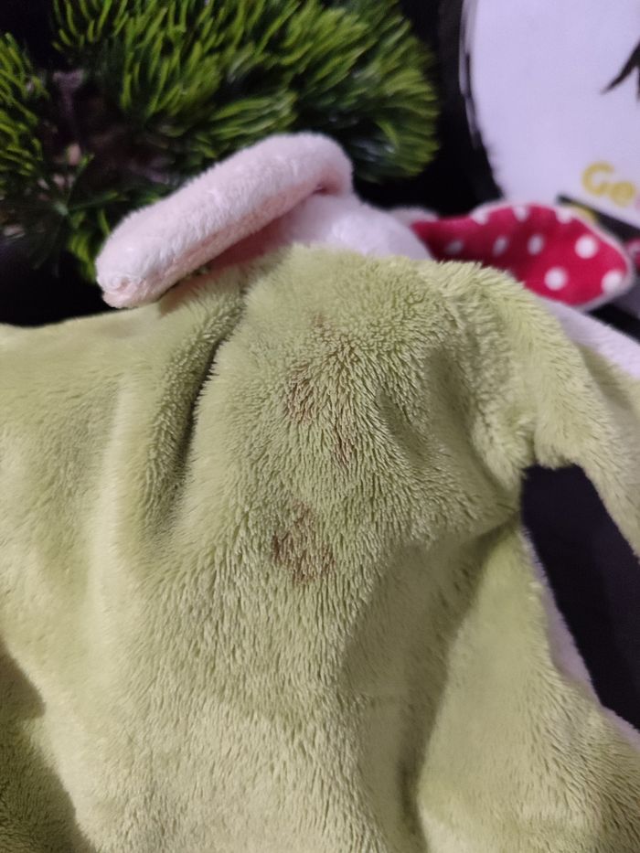 Doudou plat chien lapin blanc vert rouge my first nici rouge pois rose croix - photo numéro 3