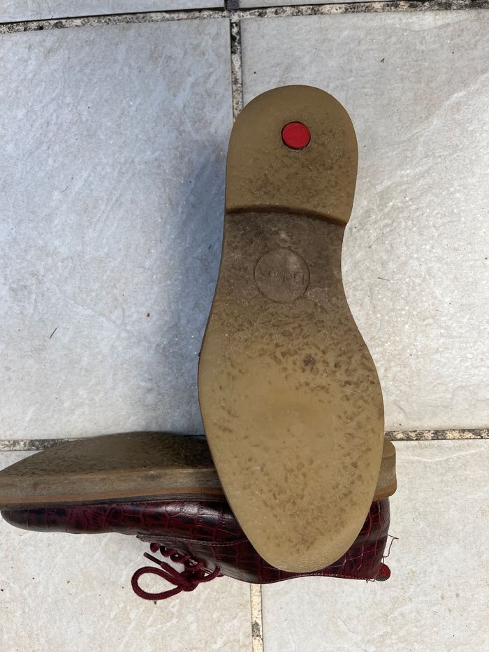 Chaussures kickers femme en cuir 38 Rouge foncée - photo numéro 3